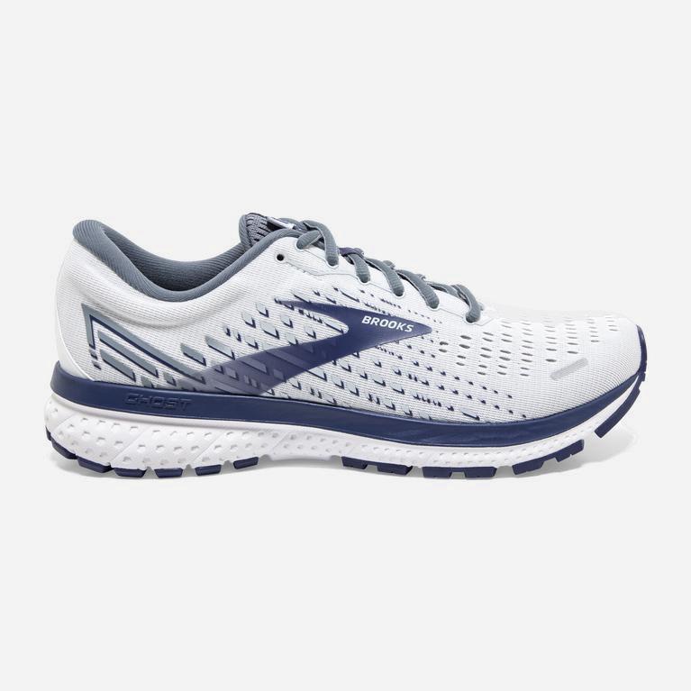 Brooks Ghost 13 Australia - Men's Road Running Shoes - White/Grey/Deep Cobalt (718062-YZU)